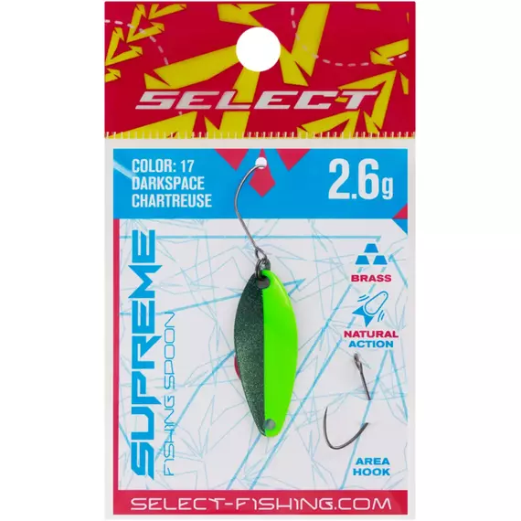 Блешня Select Supreme 2.6g 30mm #17 DarkSpace Chartreuse, Вага блешні: 2.6, Колір блешні: #17 DarkSpace Chartreuse, фото , изображение 2